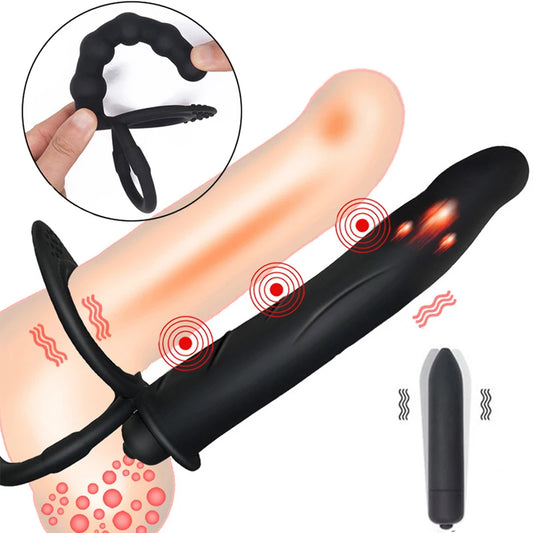 Double Penetration Anal Plug Dildo Butt Plug Vibrator For Men Strap On Penis Massage Vagina Plugs Adult Sex Toys For Couples 18+