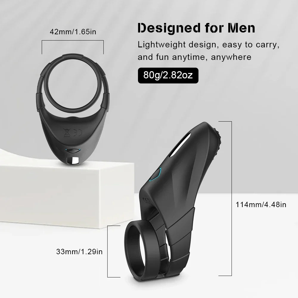 Cock Ring Vibrator Male Delay Ejaculation Trainer Prostate Massager Penis Ring Clit Stimulator Masturbation Adult Sex Toy Men