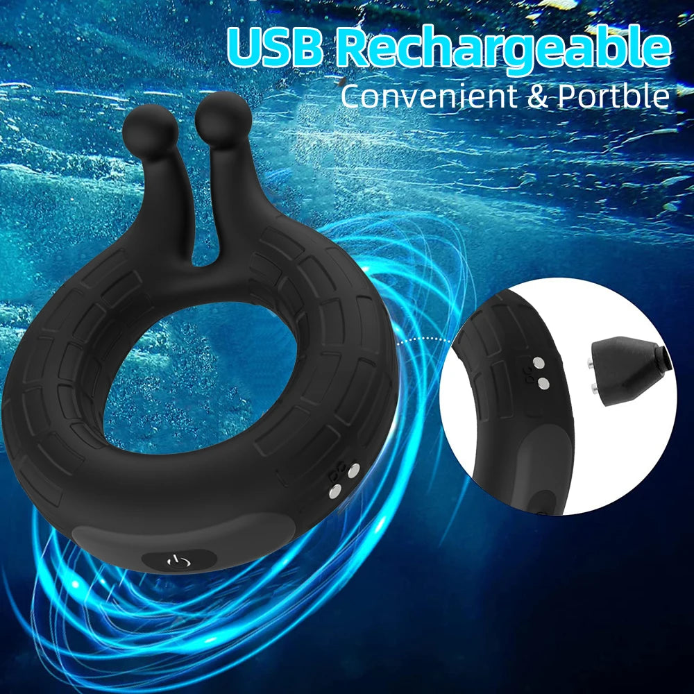 Cock Ring Vibrating for Men Ejaculation Delay Male Erectile Penis Ring G-Spot Clitoris Anal Stimulator Adult Sex Toy for Couples