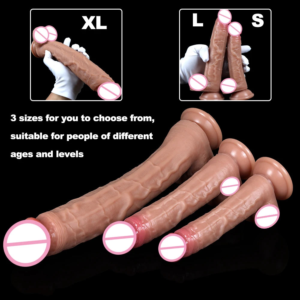 Spuer Bigger Realistic Dildos Silicone Layer Penis with Suction Cup Adult Sexy Toys for Woman Men Vagina Anal Massage Stimulator