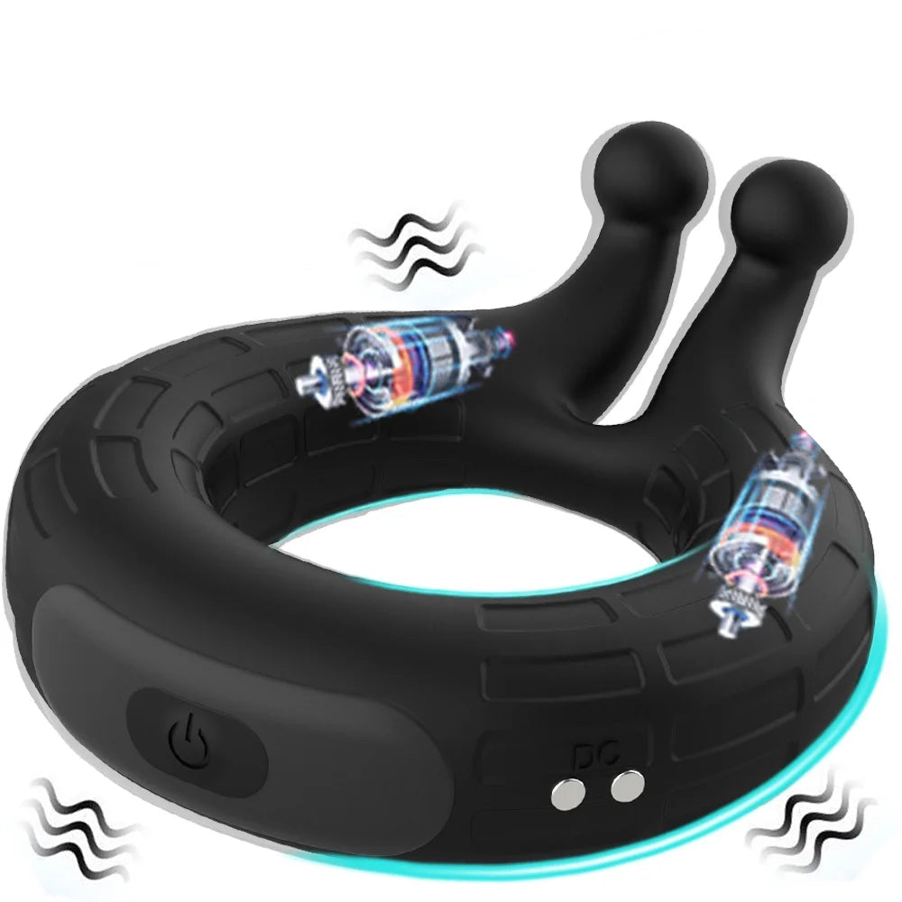 Cock Ring Vibrating for Men Ejaculation Delay Male Erectile Penis Ring G-Spot Clitoris Anal Stimulator Adult Sex Toy for Couples