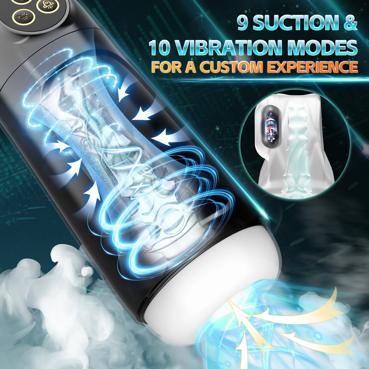 Automatic Sucking Male Masturbator Vibration Blowjob Machine Masturbation Cup With 9 Suction&10 Vibrating Modes Sex Toys for Men