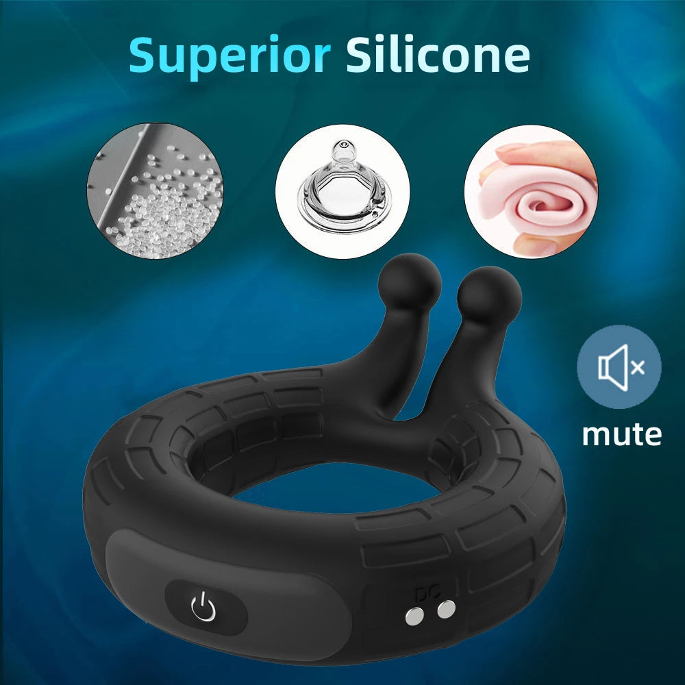 Cock Ring Vibrating for Men Ejaculation Delay Male Erectile Penis Ring G-Spot Clitoris Anal Stimulator Adult Sex Toy for Couples