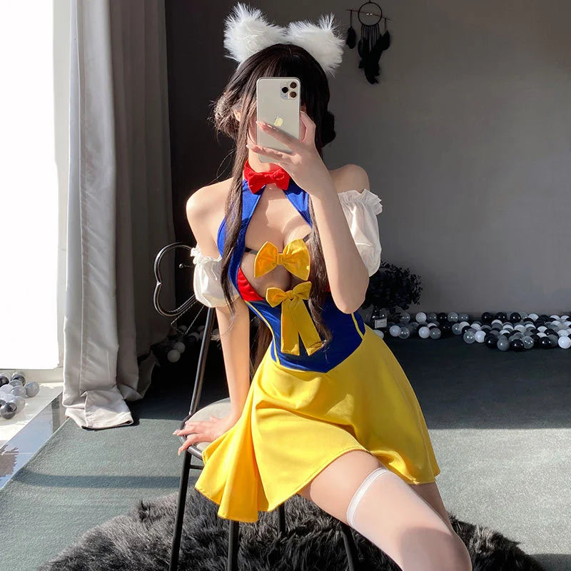 Sexy Maid Dress Outfit Exotic Style Kawaii Club Costume Cosplay Lolita Cute Sexy Women Uniform Dress Cute Bowknot Costumes