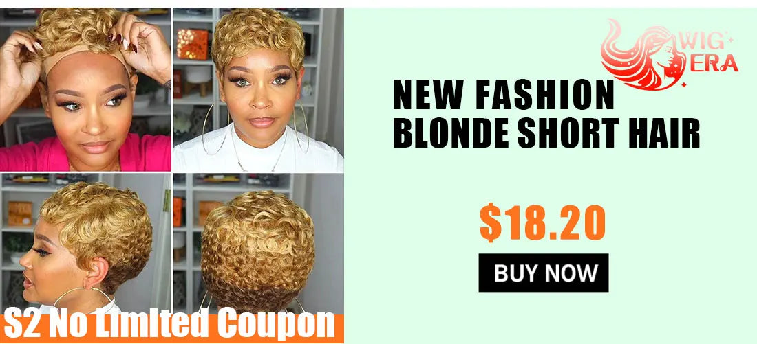 WIGERA Synthetic Short  Hairstyle  Curly Pixie Cut  Bob Wig Glond Brown/ Black/Wine Red Hair  Colored Wigs For Women