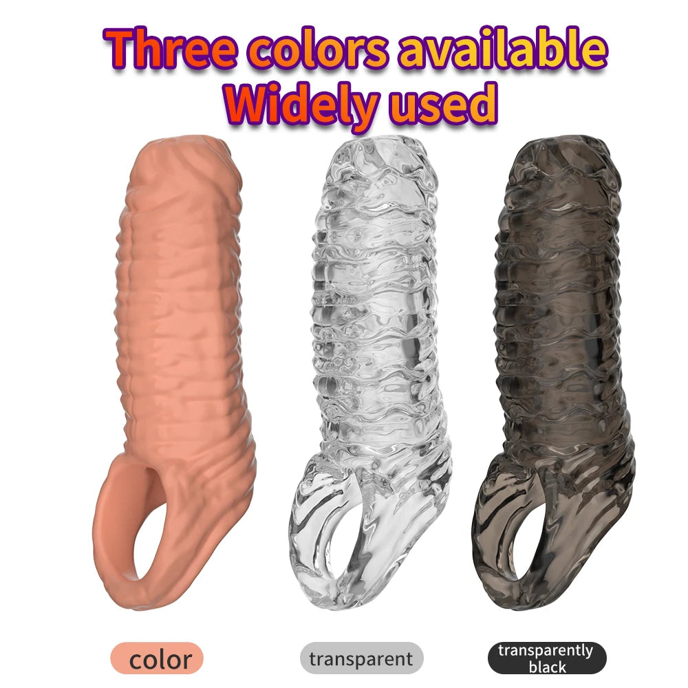 Penis Ring Male Realistic Penis Sleeve Extender Cock Sleeve Dick Enlargement Delay Ejaculation Cock Ring Reusable Condom Sex Toy