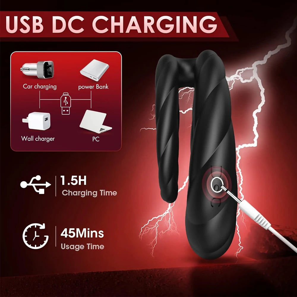 Cock Ring Vibrator APP Bluetooth Controlled Double Ring for Longer Harder Stronger 10 Vibrations Sex Toy for Men Masturbator