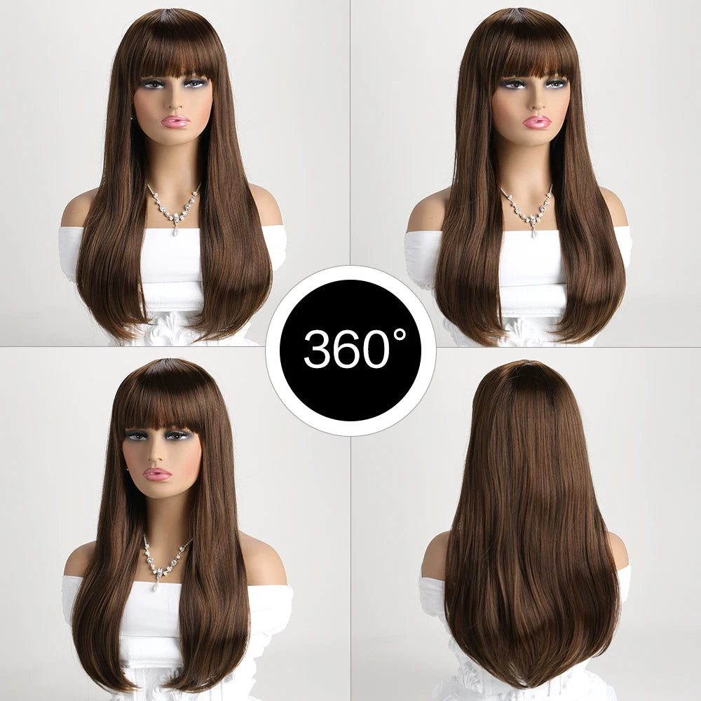 26Inch Colour Wig Long Straight Synthetic Wig for Women Fashion Wig for for Daily Halloween   Costume Party Cosplay ﻿