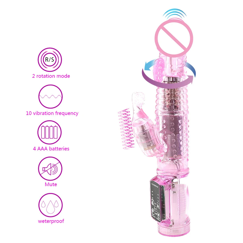 Rotation 12 Speed Rabbit Vibrators Realistic Dildo Clitoris stimulator Erotic Sex Toys G Spot Vibrators Adult Sex Toys for Women