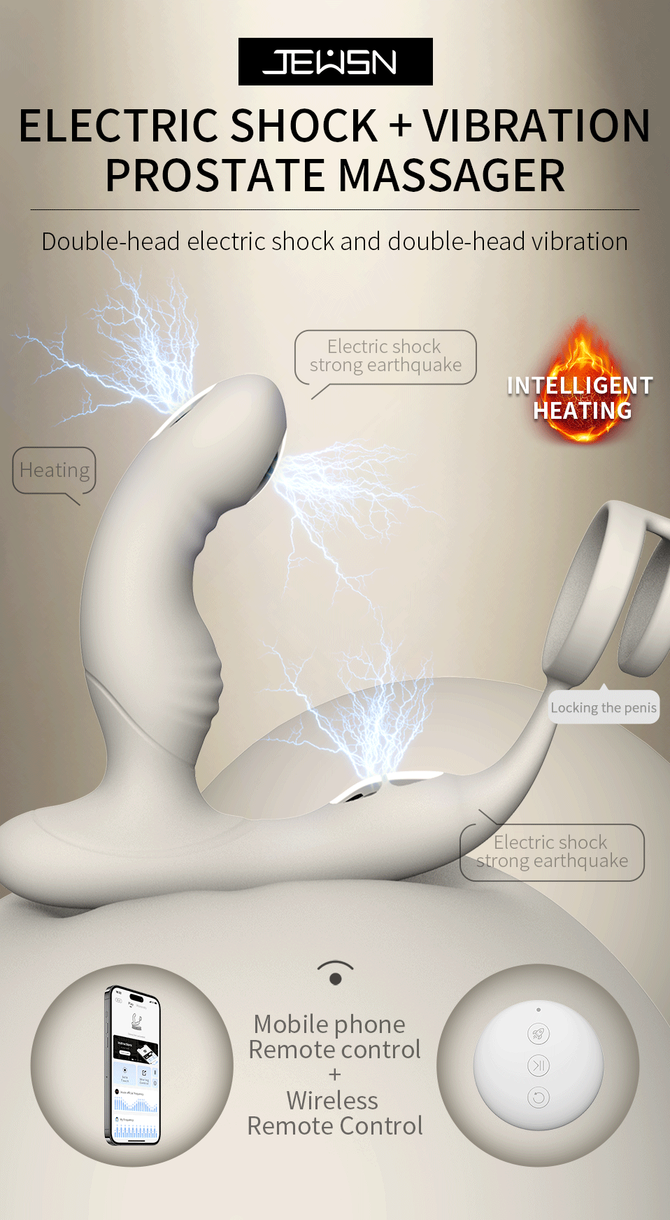 Smart APP Controlled Prostate Massager Dual Action Vibration and Electro Stimulation Magnetic Charge Silicone Male Stimulator