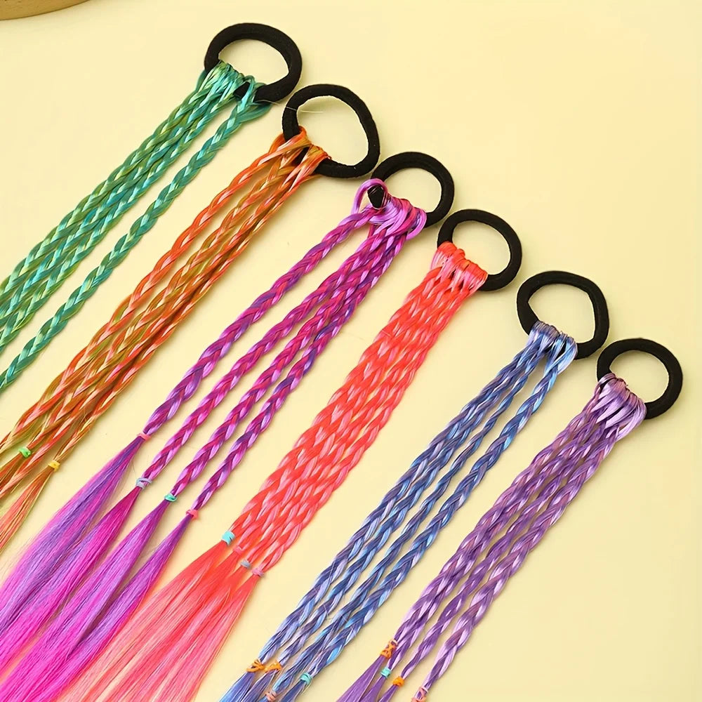 6 Pieces of Multi-Color Bohemian Style Sweet Wig Braid Hair Ties Suitable for Girls