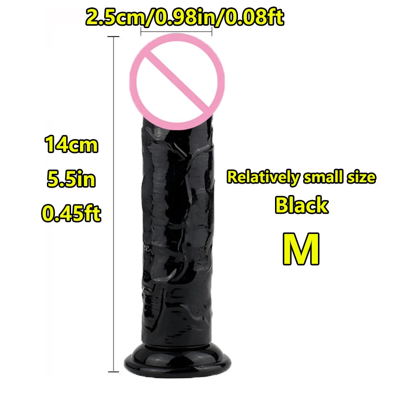 Super Cheap 7 Sizes 5 Colors Realistic Soft Jelly Dildo Suction Cup Adult Sex Toy for Women and Men Vaginal and Anal Masturbator