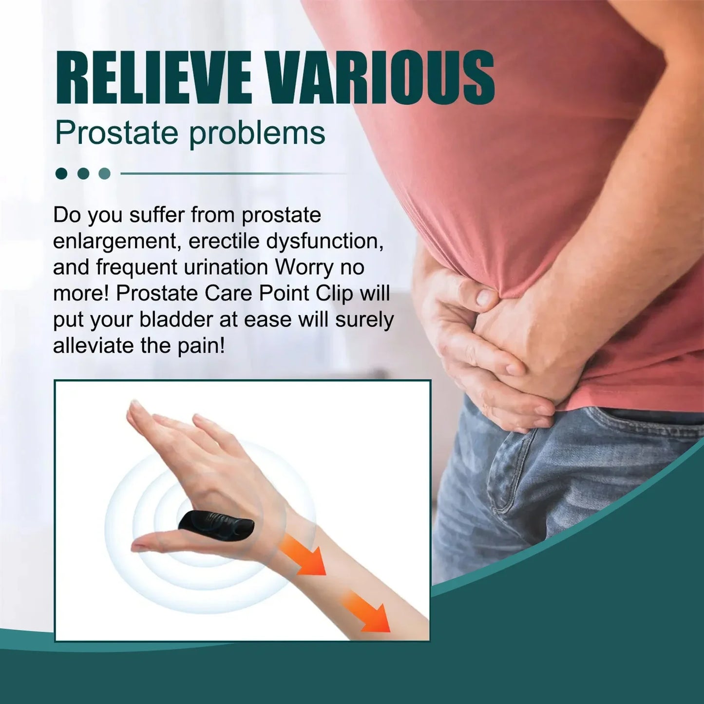 Prostate Care Point Clip Pressure Acupressure Acupoint Massager Hand Meridians Massage Relieve Fatigue Relax Soothing Tool