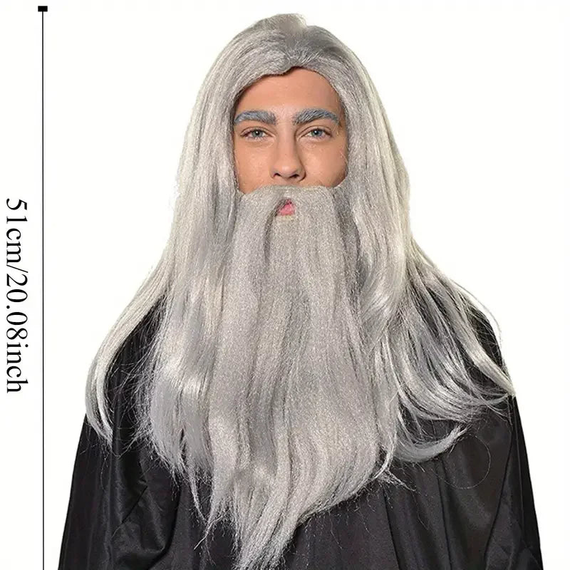 A sleek 20-inch Wavy Synthetic,Wizard Cosplay Wig – Perfect For Halloween,Christmas,And Everyday Party Gatherings J47801S