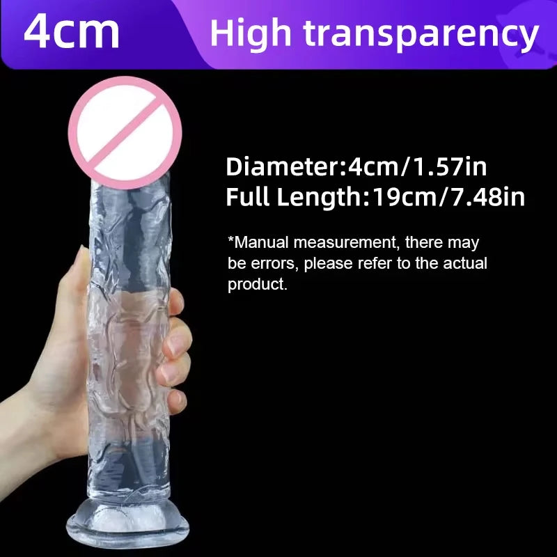 Transparent Soft Jelly Dildo Realistic Fake Dick Penis Suction Cup Dildo Realistic Sex Toys For Lesbian Women Female Masturbator
