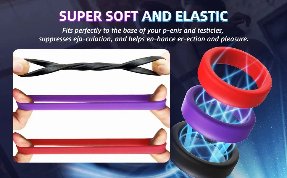 Cock Ring Durable Silicone Penis Rings Male Delayed Ejaculation Rubber Rings Sex Toy For Men Couple Stretcher Scrotum Rings