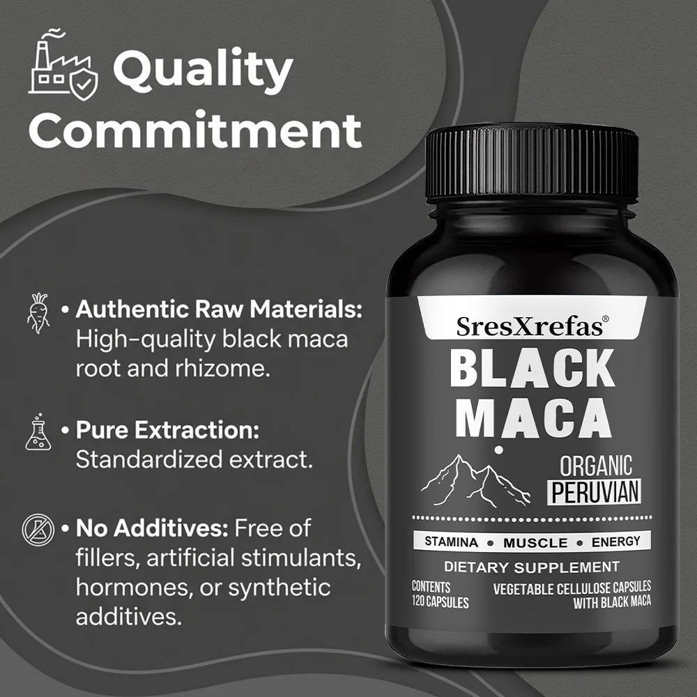 Black Maca Extract 900mg – Organic Peruvian Maca Supplement for Men, High Potency Energy, Mood & Performance Support, Non-GMO