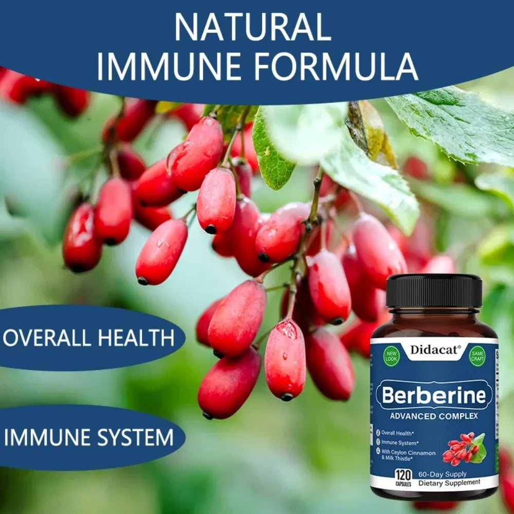 Organic Berberine Capsules - Blood Sugar Balance, Cardiovascular Health, Support Digestion,Promote Metabolism