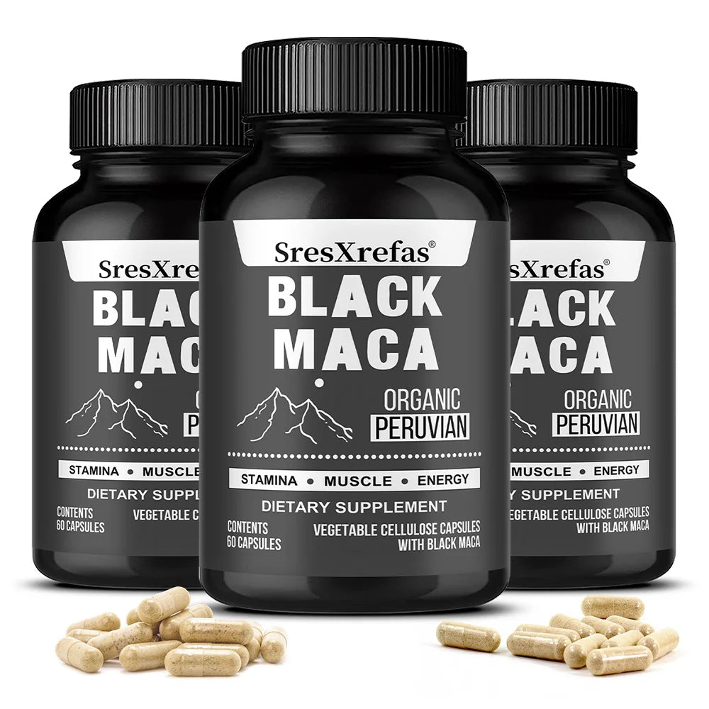 Black Maca Extract 900mg – Organic Peruvian Maca Supplement for Men, High Potency Energy, Mood & Performance Support, Non-GMO