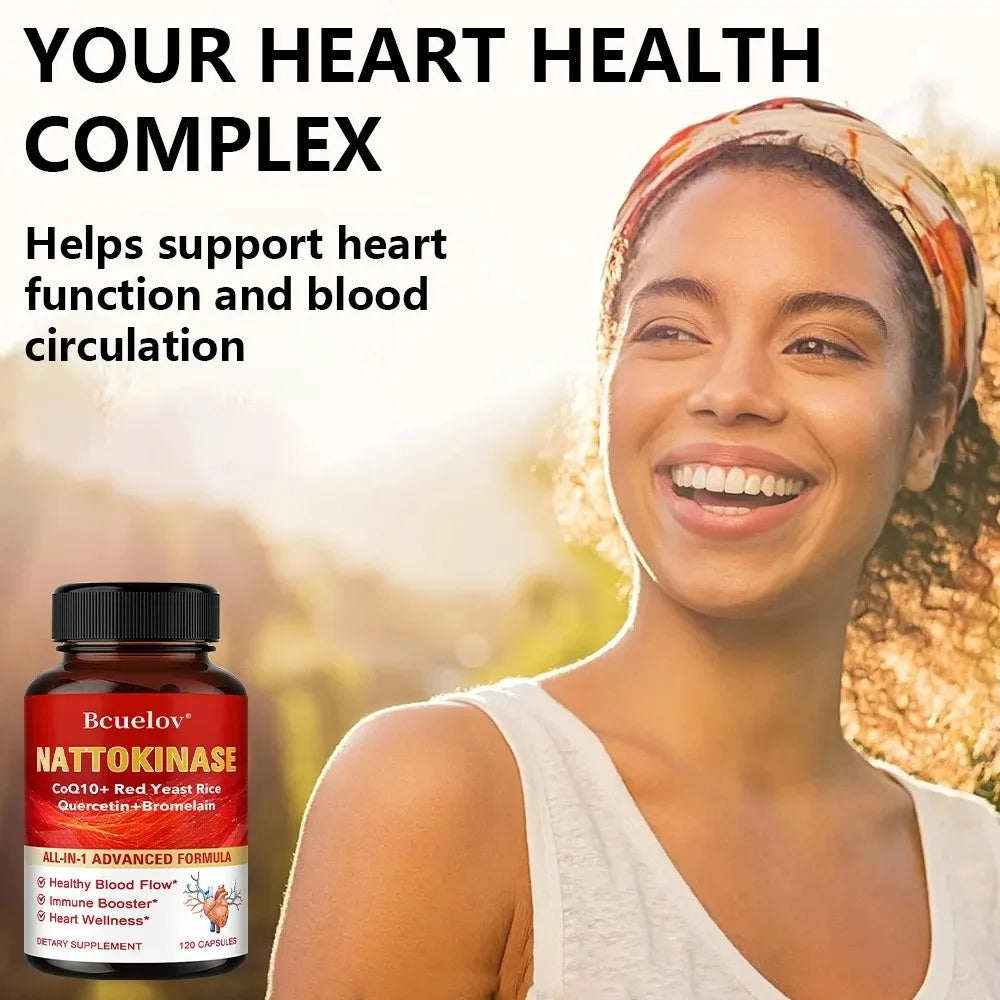 Nattokinase Capsules - Supports Heart and Circulatory Health, Helps Maintain Daily Health, Provides Energy, Non-GMO