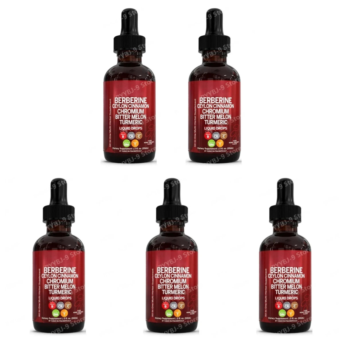 Berberine Chromium Turmeric Ginseng Liquid Drops 60ml Organic Herbal Supplement Daily Wellness Balance Support for Adults