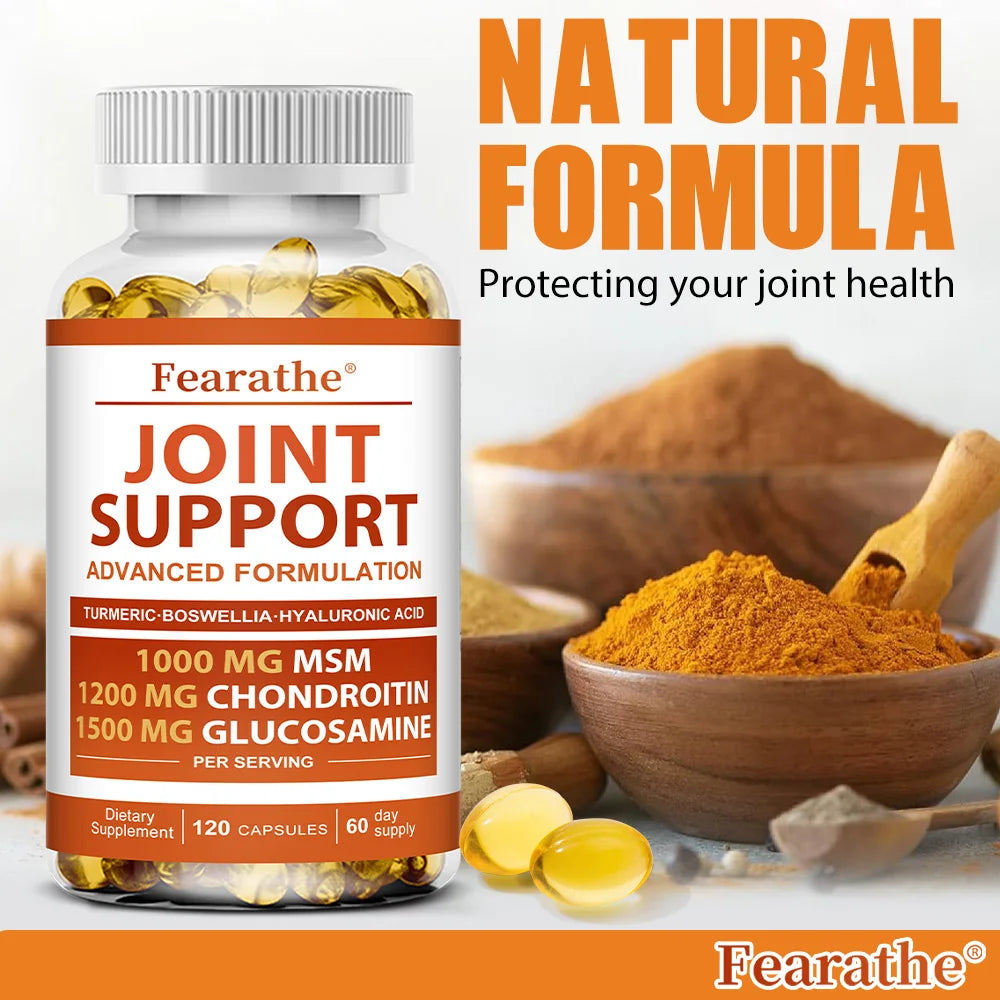 Glucosamine Chondroitin Turmeric Msm, Joint Support Supplement Relief Bones, Back, Knees and Hands, 30/60/120 Softgels, NON-GMO