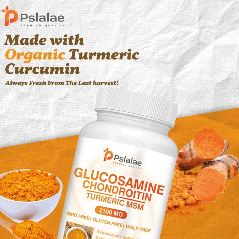 Chondroitin Turmeric MSM Glucosamine Triple Strength 2100 Mg for Hips, Knees, Joints & Back Comfort - Joint Supplements