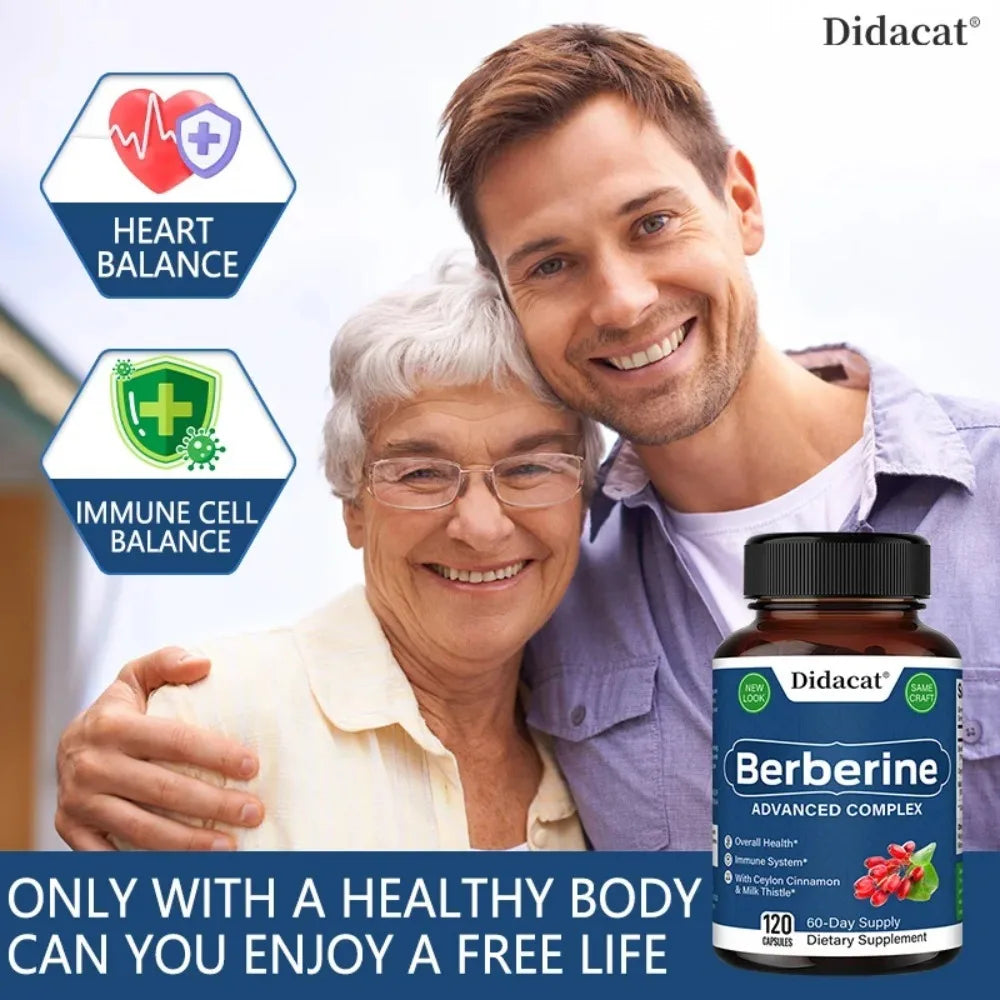 Organic Berberine Capsules - Blood Sugar Balance, Cardiovascular Health, Support Digestion,Promote Metabolism