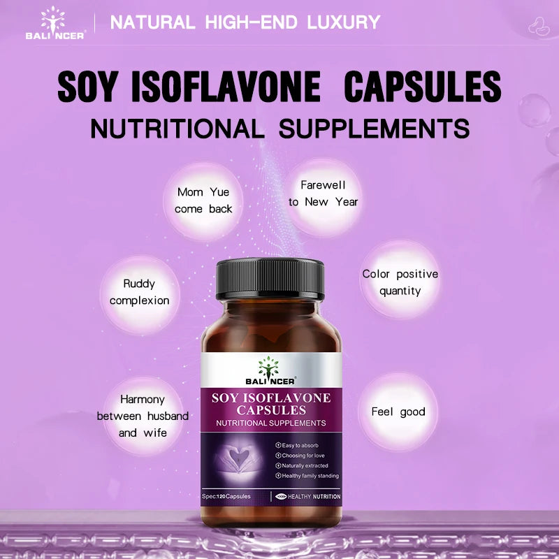 Soy Isoflavone Capsules, Women's Health Hormone Balance, Menopause Relief, Mood Support, Non-GMO Female Nutritional Supplement