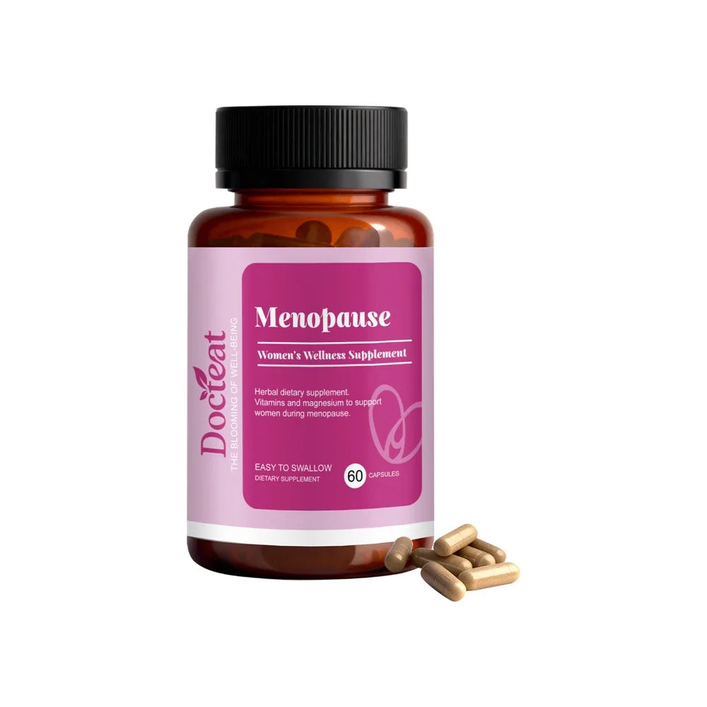 Docteat Women's Menopause Supplement 60 Capsules Easy To Swallow Magnesium Black Cohosh Wild Yam Extract Vitamin D3 K2