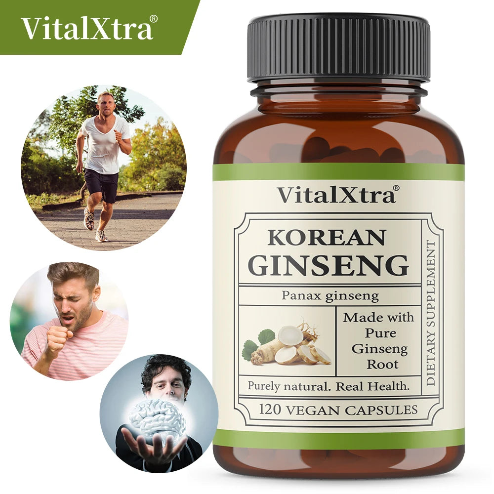 1000mg Korean Ginseng Supplement - High Potency for Energy, Focus, Performance, Vitality & Immune Support, for Men and Women