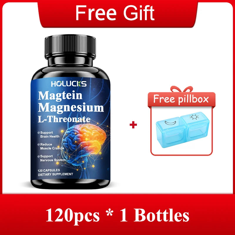 Magnesium L-Threonate Supplement, Support Brain Health, Focus, Memory & Nervous System, Relieve Muscle Cramps for Body Wellness