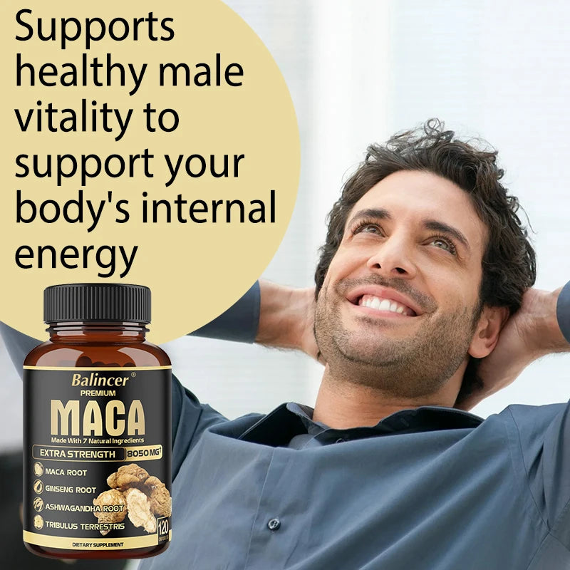Powerful Maca Capsules, Boosts Vitality and Performance, Essential for Men, Supplement for Boosting Endurance and Strength
