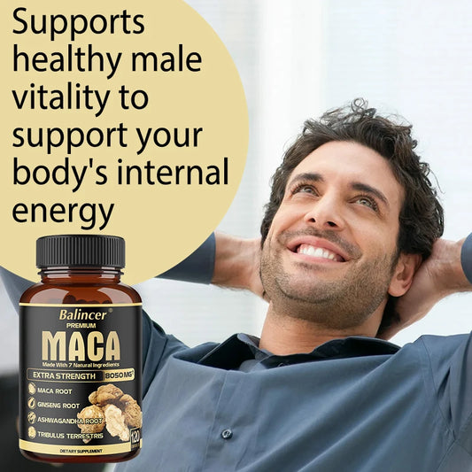 Powerful Maca Capsules, Boosts Vitality and Performance, Essential for Men, Supplement for Boosting Endurance and Strength