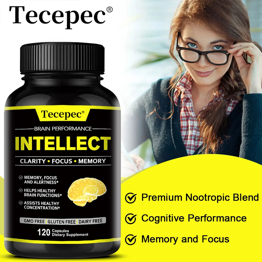 Memory, Focus, Clarity, Energy Brain Supplement - Nootropic Brain Boosters DMAE Bacopa Monnieri & Phosphatidylserine Capsules