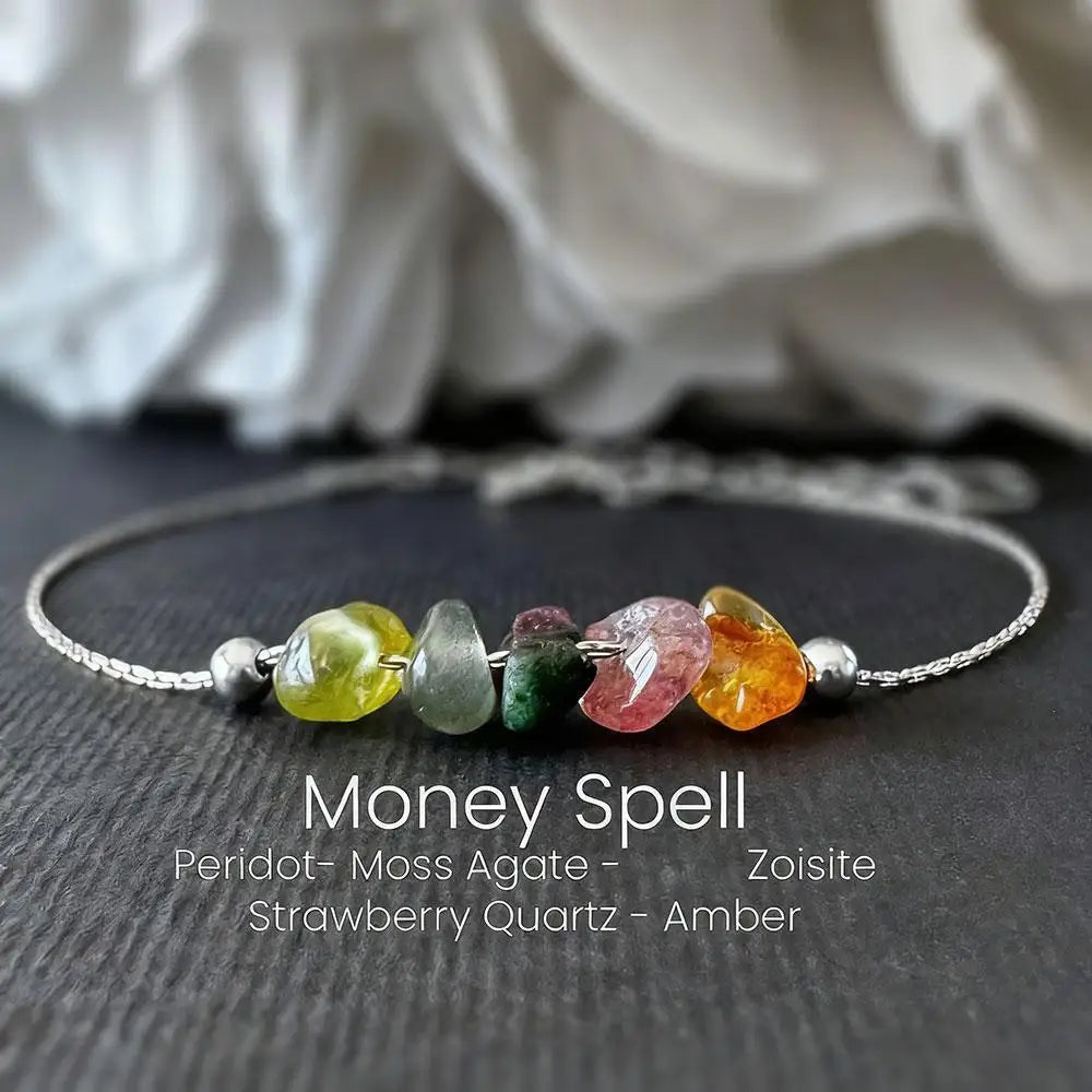 Natural Strawberry Quartz Moonstone Alloy Bracelets Menopause Support Bracelet Hormone Balance Crystal Jewelry with Size Chart