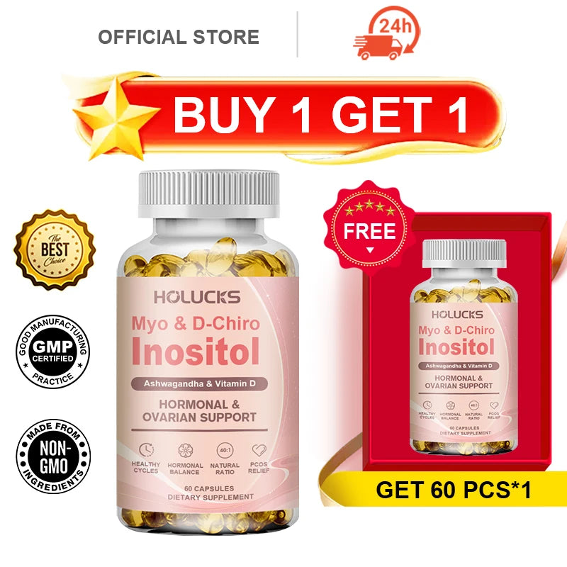 Buy 1 Get 1 Free! Premium Inositol Supplement, Supports Women's Hormonal Wellness, PCOS Relief, Metabolic Health, Emotional Calm