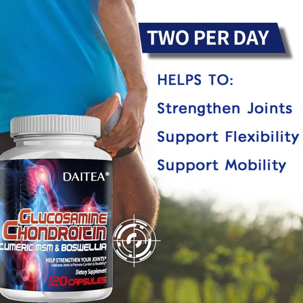 Glucosamine Chondroitin MSM Turmeric - Joint Health Supplement, Antioxidant, Helps Relieve Back, Knees and Hand Pain