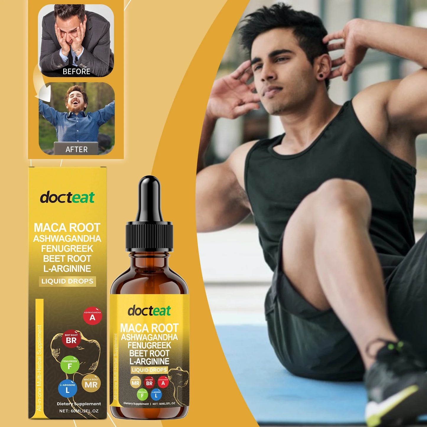 Maca Supplement -Improve Performance, Energy, Endurance Muscle Mass Improve, Balance Hormones for Women and Men