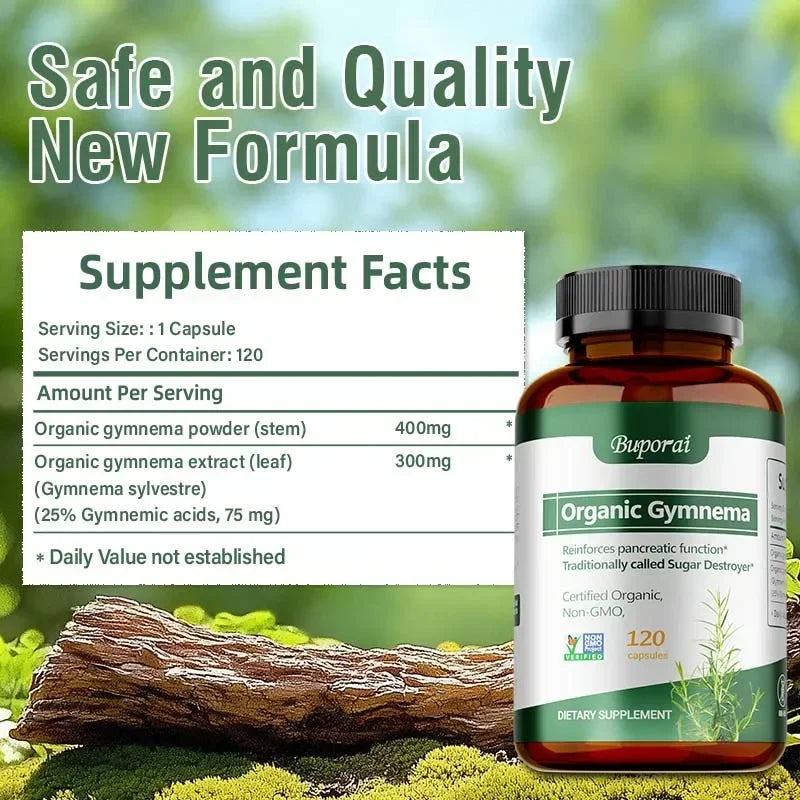 Organic Gymnema - Supports Balanced Glucose Metabolism and Energy Health, Enhances Absorption, and Provides Nutritional Support