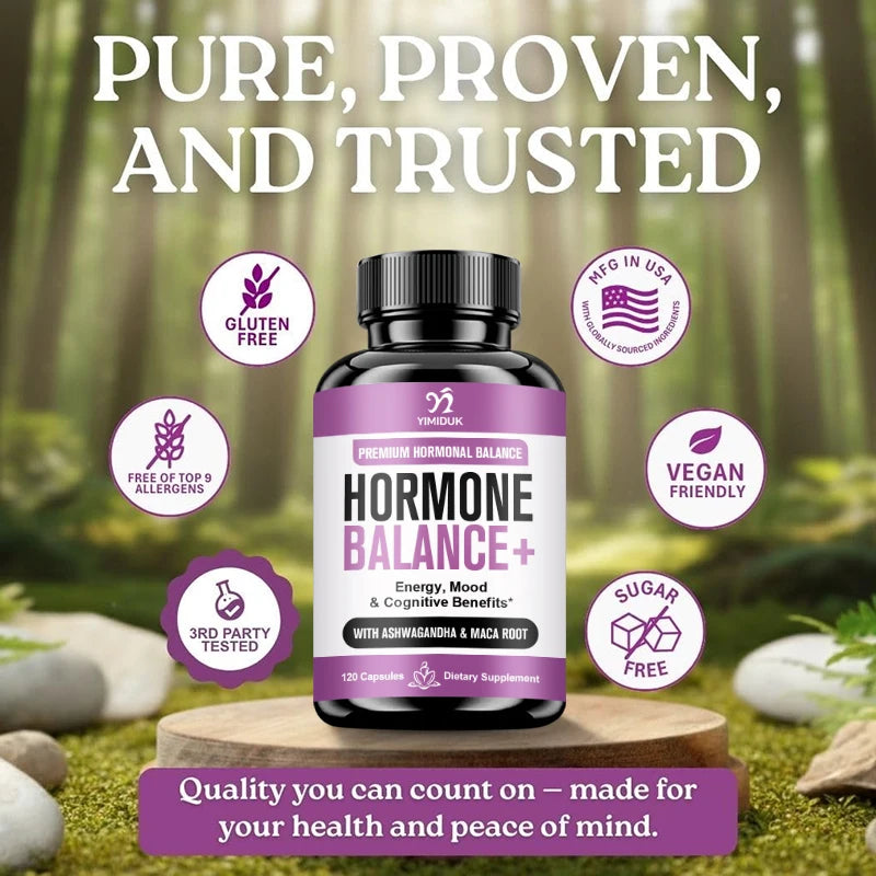 Buy 1 Get 1 Free! Hormone Balance Supplement, for Balances Estrogen, Stress Relief, Boosts Energy & Mood, Metabolism, Vegan