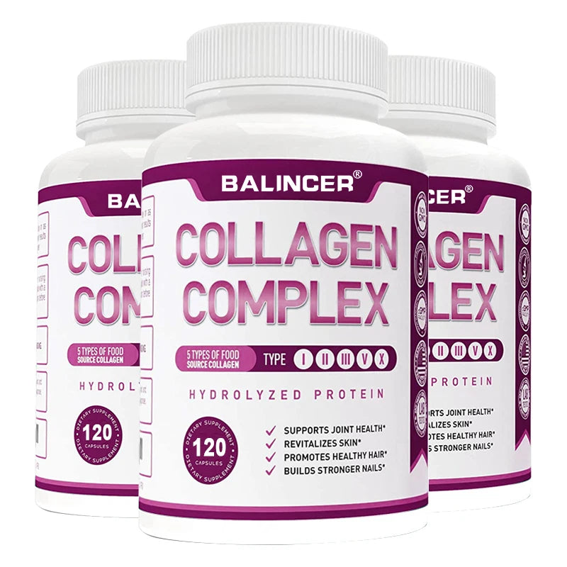 Multi Collagen Capsules, Support Skin Brightening, Anti-Aging, Hair Nail Strength, Joint, Cardiovascular & Gut Digestive Health