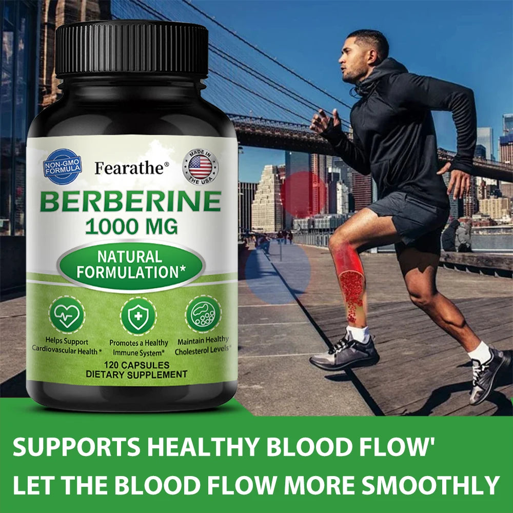 Berberine Supplement 1000mg Berberine HCL - 30/60/120 Capsules - Supports Healthy Metabolic & Cardiovascular Health, Non-GMO