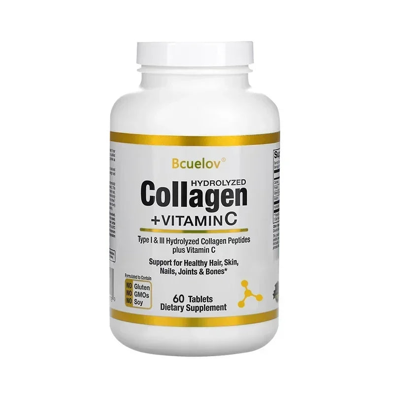 Hydrolyzed Collagen Peptide Supplement Plus VitaminC, Anti-aging, Supporting Hair, Skin, Nails, Joints & Bones Health