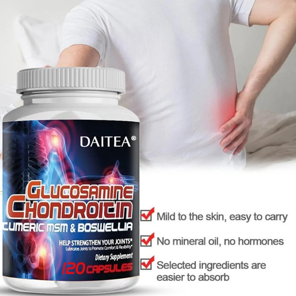 Glucosamine Chondroitin MSM Turmeric - Joint Health Supplement, Antioxidant, Helps Relieve Back, Knees and Hand Pain