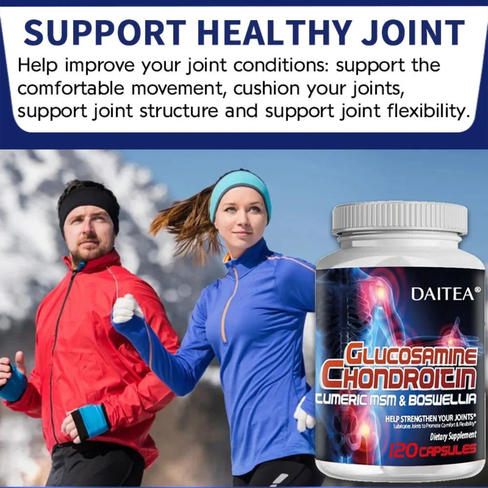 Glucosamine Chondroitin MSM Turmeric - Joint Health Supplement, Antioxidant, Helps Relieve Back, Knees and Hand Pain