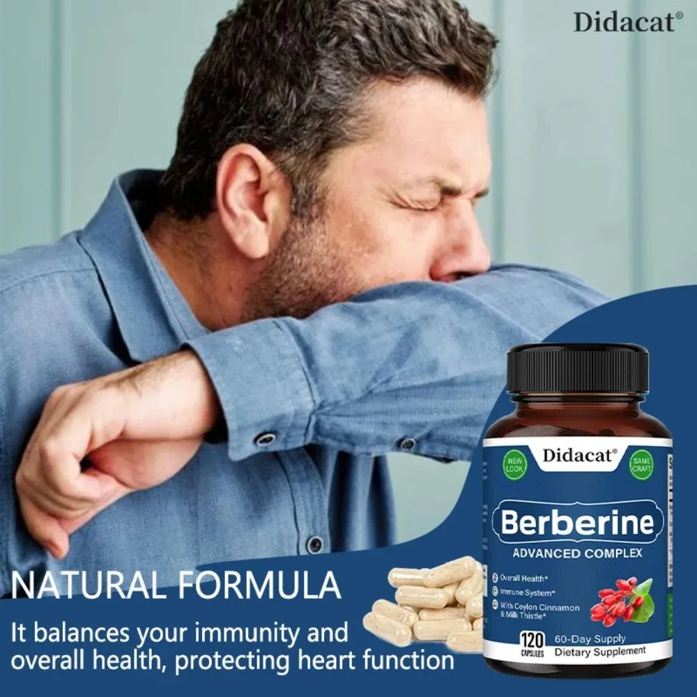 Organic Berberine Capsules - Blood Sugar Balance, Cardiovascular Health, Support Digestion,Promote Metabolism