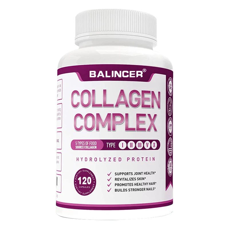 Multi Collagen Capsules, Support Skin Brightening, Anti-Aging, Hair Nail Strength, Joint, Cardiovascular & Gut Digestive Health
