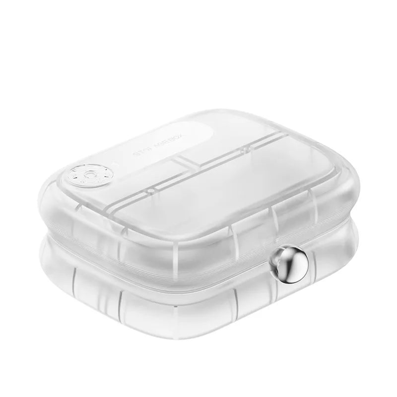 Portable pill box, small pill box for health supplements, vitamins, and weight loss pills, travel pill box for carrying