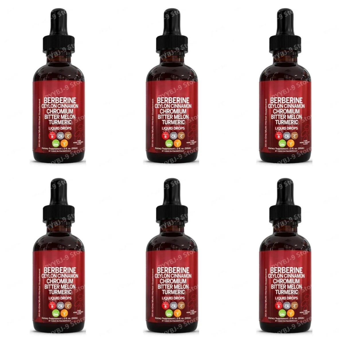 Berberine Chromium Turmeric Ginseng Liquid Drops 60ml Organic Herbal Supplement Daily Wellness Balance Support for Adults